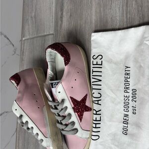 Golden Goose Pink Sneakers with Red Accents